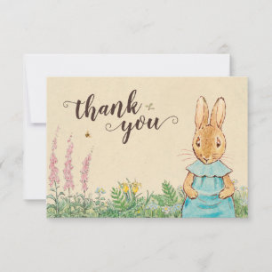 Cartão De Agradecimento Peter Rabbit   Garota Chá de fraldas Obrigado