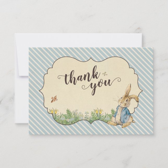 Cartão De Agradecimento Peter Rabbit | Primeiro Aniversário Obrigado (Frente)