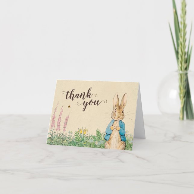 Cartão De Agradecimento Peter Rabbit | Rapaz Chá de fraldas Obrigado (Frente)