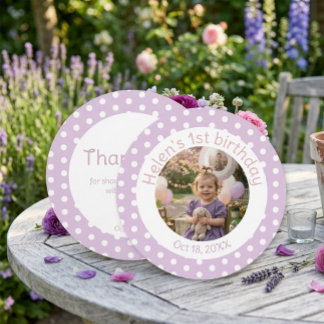 Cartão De Agradecimento Photo 1st Birthday Round Thank You Card