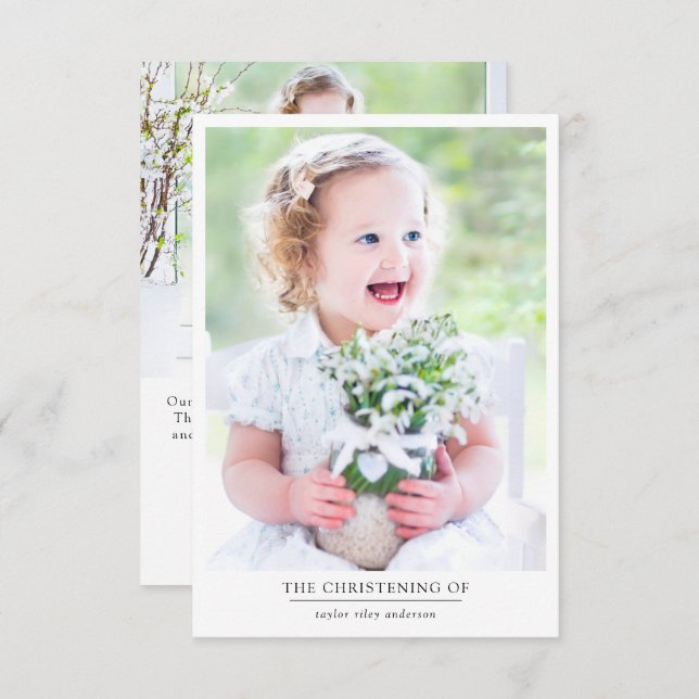 Cartão De Agradecimento Photo Baptism Christening (Frente/Verso)