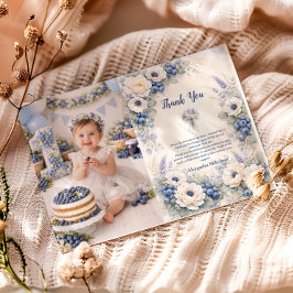 Cartão De Agradecimento Photo Berry First Storybook Garden 1st Birthday