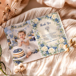 Cartão De Agradecimento Photo Blueberry Berry Botanical 1st Birthday