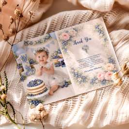 Cartão De Agradecimento Photo Blueberry Berry First Garden 1st Birthday