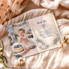 Cartão De Agradecimento Photo Blueberry Berry Vintage Garden 1st Birthday