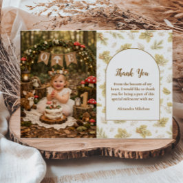 Cartão De Agradecimento Photo Boho Woodland Wild One Birthday