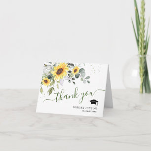 Cartão De Agradecimento PHOTO Elegante Sunflower Eucalyptus Graduação