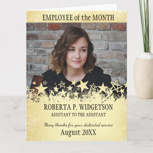 Cartão De Agradecimento Photo employee of the month ROCK STAR GOLD (Frente)