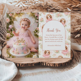 Cartão De Agradecimento Photo Fairy 1st Birthday Girl