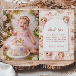Cartão De Agradecimento Photo Fairy 1st Birthday Whimsical Garden