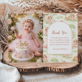 Cartão De Agradecimento Photo Fairy Garden First Birthday