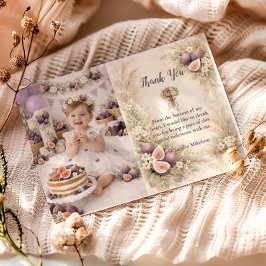 Cartão De Agradecimento Photo Fig Garden Floral 1st Birthday