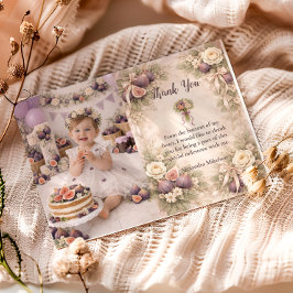 Cartão De Agradecimento Photo Fig Garden Vintage 1st Birthday