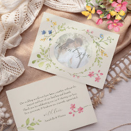 Cartão De Agradecimento Photo Floral Ivory Wedding