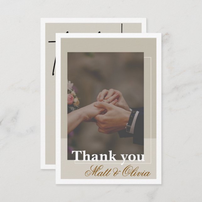 Cartão De Agradecimento Photo Frame Wedding Thank You Card (Frente/Verso)