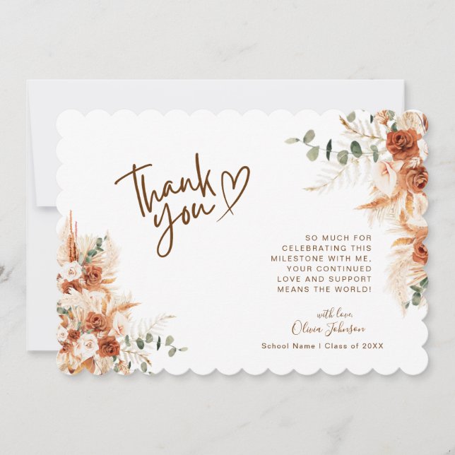 Cartão De Agradecimento Photo Graduation Thank You Card Modern Elegant (Frente)