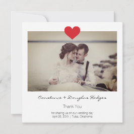 Cartão De Agradecimento Photo Instant with Heart Romantic Wedding Couple