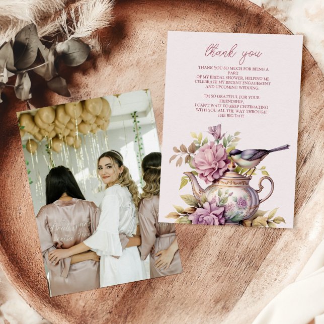 Cartão De Agradecimento Photo Love is Breing Tea Party Chá de panela (Criador carregado)