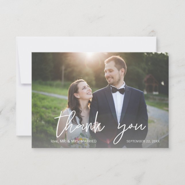 Cartão De Agradecimento Photo Modern Calligraphy 3 Thank You Card (Frente)