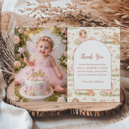 Cartão De Agradecimento Photo Pink Whimsical Fairy Birthday