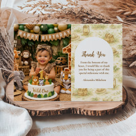 Cartão De Agradecimento Photo Storybook Safari Wild One First Birthday