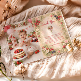 Cartão De Agradecimento Photo Sweet Berry Garden 1st Birthday