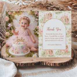Cartão De Agradecimento Photo Sweet Fairy First Birthday Girl