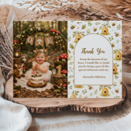 Cartão De Agradecimento Photo Sweet Honey Bee Wild One Birthday