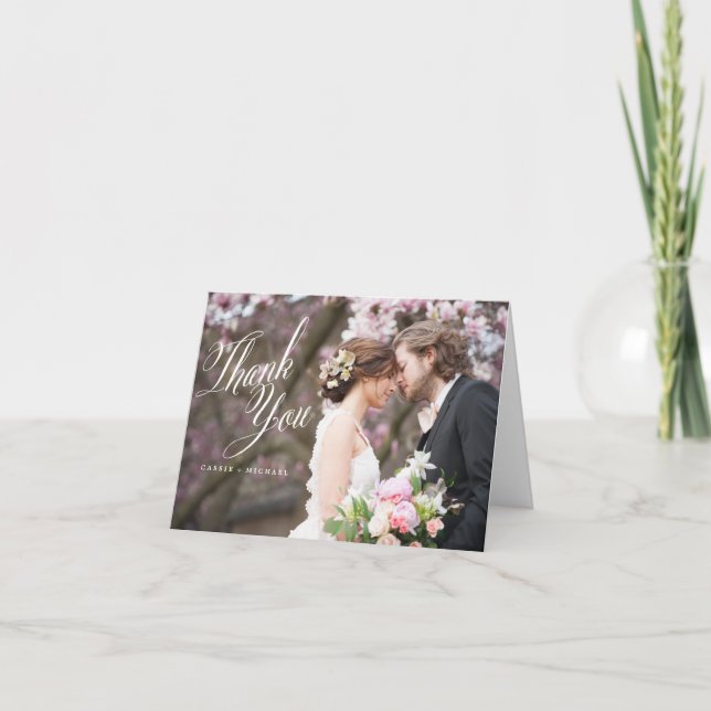 Cartão De Agradecimento PHOTO THANK YOU CARD wedding thank you card (Frente)