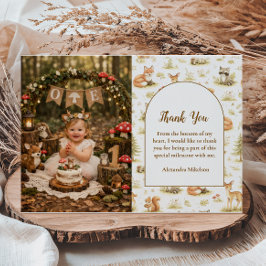 Cartão De Agradecimento Photo Woodland Animals Wild One Birthday