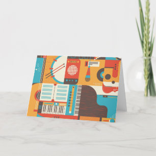 Cartão De Agradecimento Piano com guitarra Colorida
