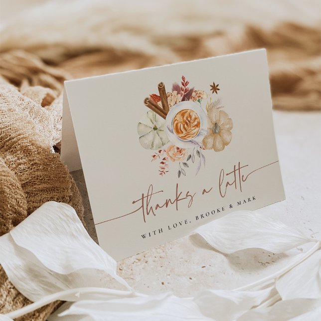 Cartão De Agradecimento Picada de abóbora "Obrigados a latte" (Criador carregado)