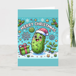 Cartão De Agradecimento Pickle Feliz de Natal com Papai Noel
