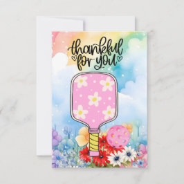 Cartão De Agradecimento Pickleball com flores