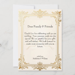 Cartão De Agradecimento Pigeon Elegant Luxury Casamento Dourado