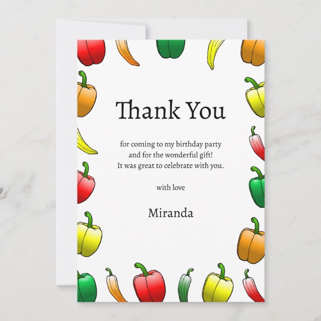 Cartão De Agradecimento Pimentões-de-casca e pimentões doces longos (Frente)