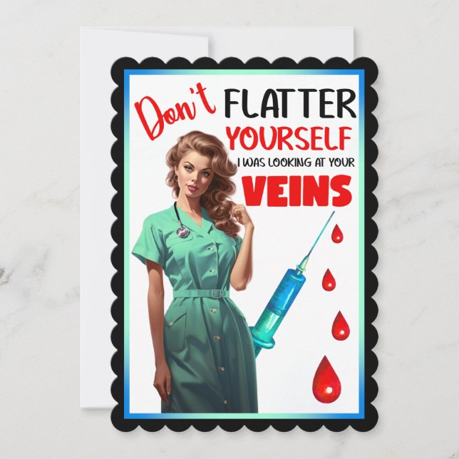 Cartão De Agradecimento Pin-up Enfermeira Nostálgica e Fofa Não Se Iluda (Frente)