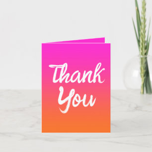 Cartão De Agradecimento Pincel de Letra Ombre Laranja Brilhante Rosa Magen