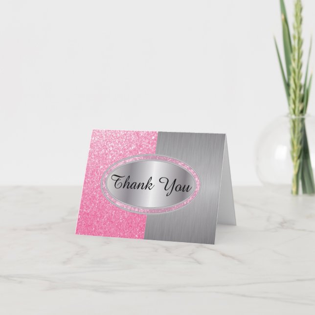 Cartão De Agradecimento Pincel Rosa Clássico - Obrigado (Frente)