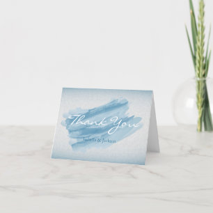 Cartão De Agradecimento Pincelada Moderna de Aquarela Azul