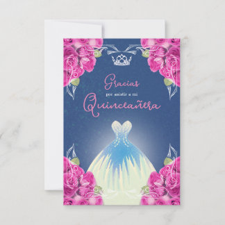 CARTÃO DE AGRADECIMENTO PINCO ESPANHOL E QUINCEAÑERA AZUL |