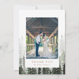 Cartão De Agradecimento Pine Forest Weding Obrigado