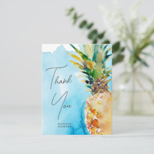 Cartão De Agradecimento Pineanás Tropical Watercolor Bridal