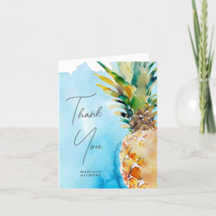 Cartão De Agradecimento Pineanás Tropical Watercolor Bridal