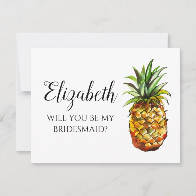 Cartão De Agradecimento Pineapple Você Será Minha Proposta De Bridesmaid (Frente)