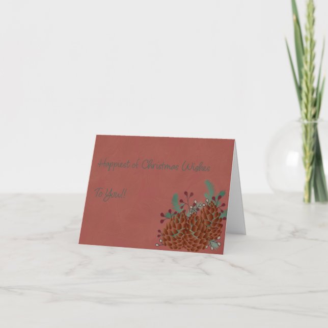Cartão De Agradecimento Pinecone & Berries Christmas Card (Frente)