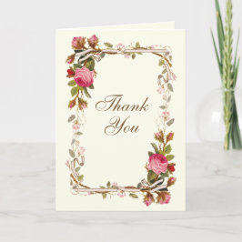 Cartão De Agradecimento Pingente Floral Rosa Vintage