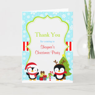 Cartão De Agradecimento Pinguins de inverno Fofo de Natal Obrigado