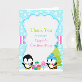 Cartão De Agradecimento Pinguins de inverno Fofo de Natal Obrigado