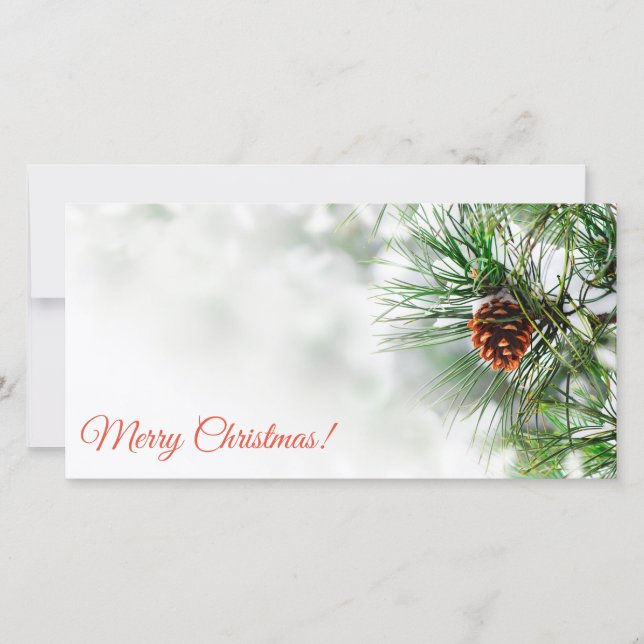 Cartão De Agradecimento Pinheiro coberto de neve (Frente)